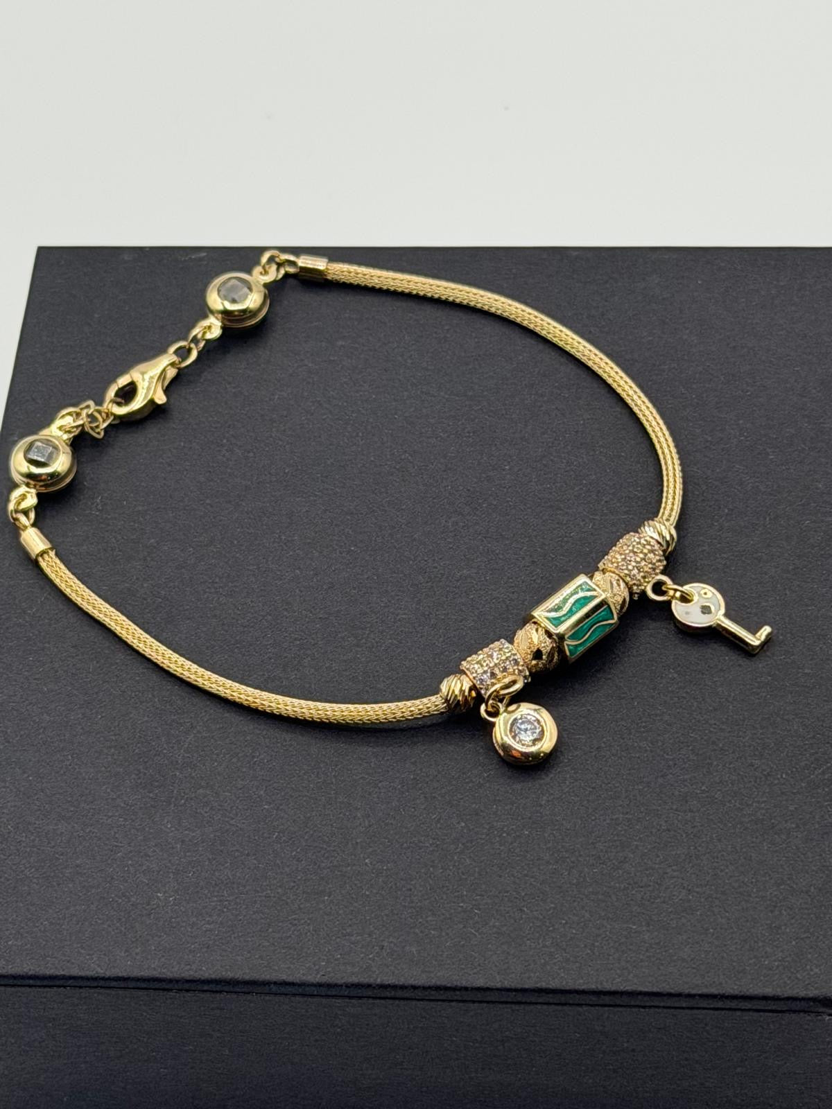 Pulsera Llave Esmeralda 14K