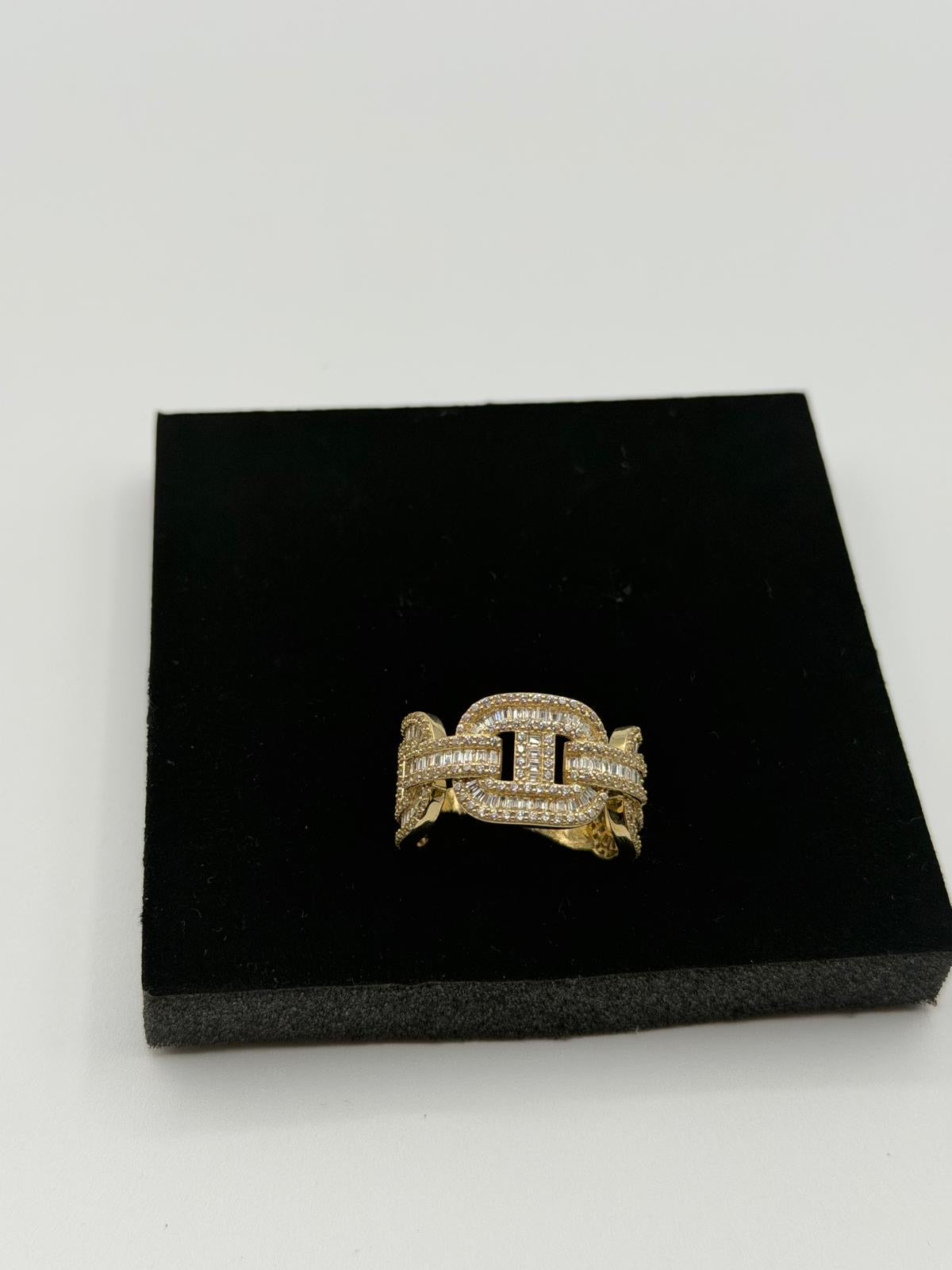 Anillo Eslabón Diamantado 14K
